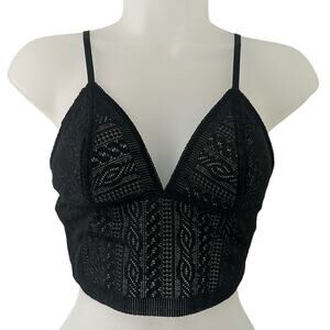 Aerie Women's Black Lace Adjustable Wireless Unpadded Bra Bralette S Small New